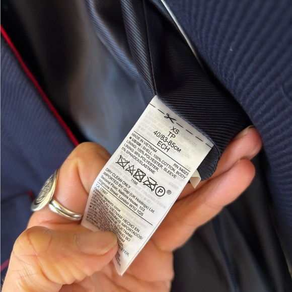 Banana Republic x Olivia Palermo Navy Blue Military Belted Button Blazer Jacket - Picture 3 of 17